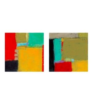 Jason Cardenas Abstract Art – Set of 2 Panels – “Muse” – Modern Color Block –